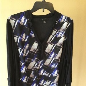 Black and royal blue AB studio blouse